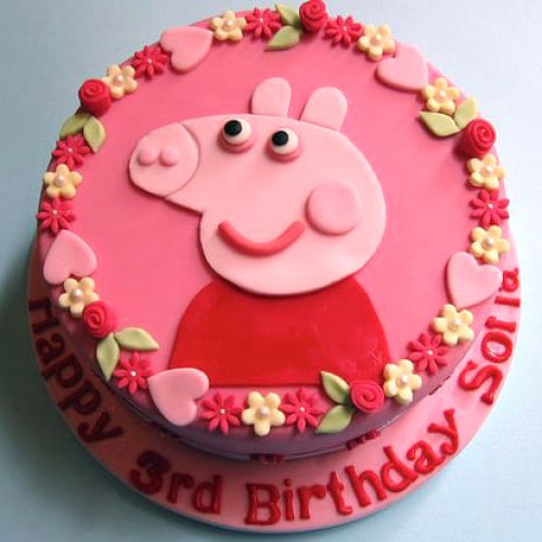 Pink Peppa Pig Fondant Cake Delivery in Ghaziabad