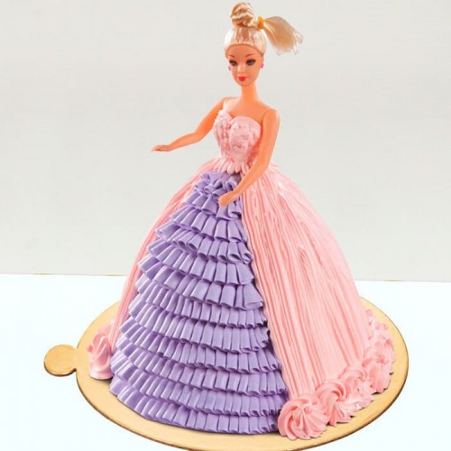 Pink & Purple Barbie Cream Cake Delivery in Ghaziabad