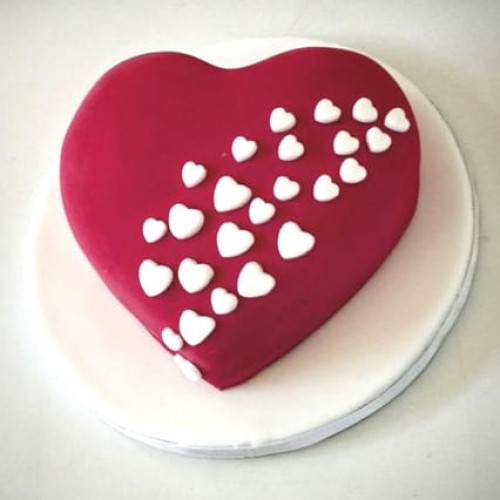 Red Heart Romantic Fondant Cake Delivery in Ghaziabad
