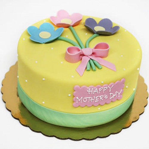 Yellow Floral Fondant Cake Delivery in Ghaziabad
