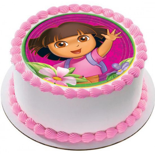 Dora Cartoon Round Photo Cake Delivery in Ghaziabad