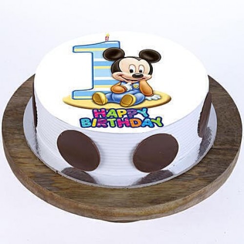 Mickey Mouse 1st Bday Pineapple Cake Delivery in Ghaziabad