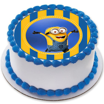 Minion Cartoon Round Photo Cake
