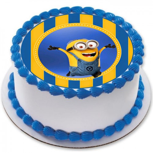 Minion Cartoon Round Photo Cake Delivery in Ghaziabad
