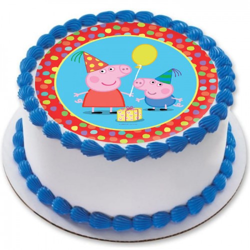 Peppa Pig Cartoon Round Photo Cake Delivery in Ghaziabad