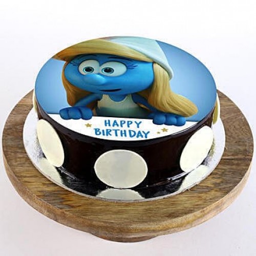 Smurfette Chocolate Photo Cake Delivery in Ghaziabad