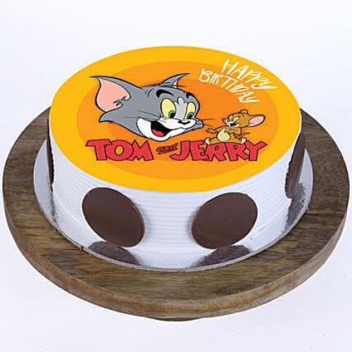Tom & Jerry Pineapple Photo Cake Delivery in Ghaziabad