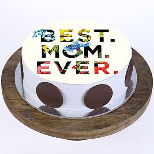 Best Mom Ever Pineapple Photo Cake Delivery in Ghaziabad