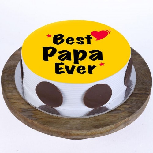 Best Papa Ever Pineapple Photo Cake Delivery in Ghaziabad