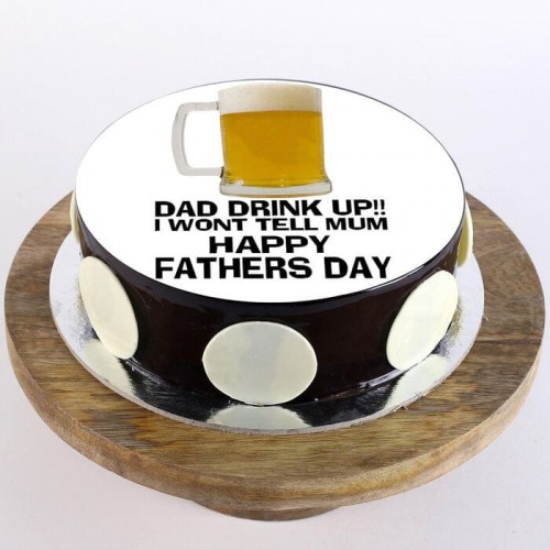 Dad Loves Beer Chocolate Photo Cake Delivery in Ghaziabad