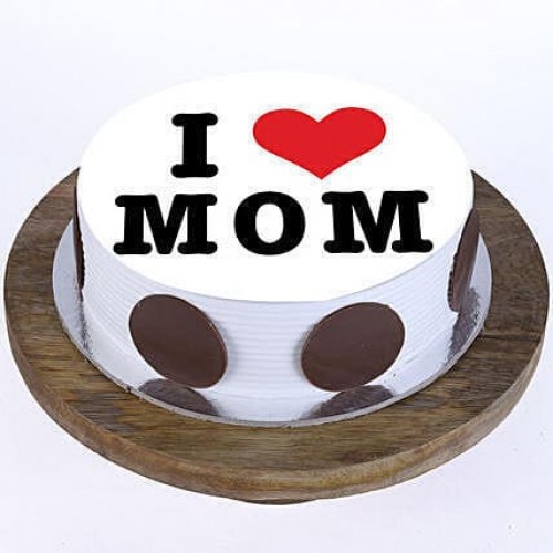 I Love Mom Pineapple Photo Cake Delivery in Ghaziabad