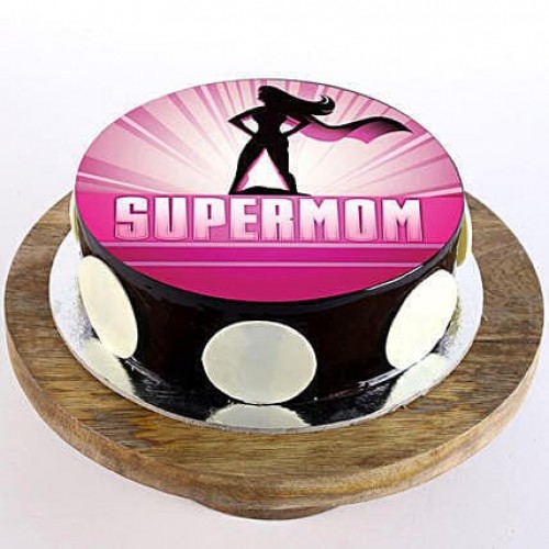 Supermom Chocolate Photo Cake Delivery in Ghaziabad