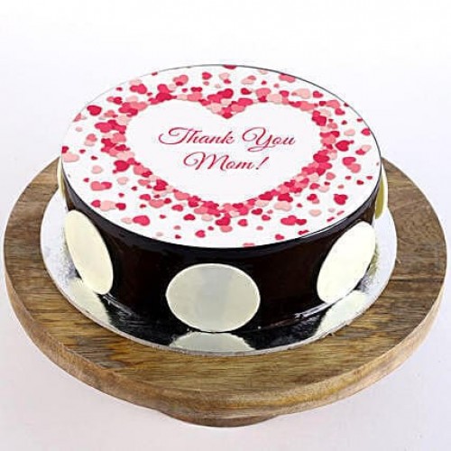 Thank You Mom Chocolate Photo Cake Delivery in Ghaziabad