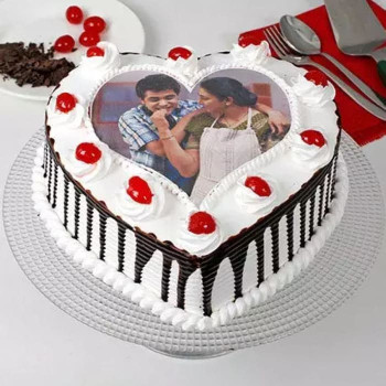 Black Forest Heart Shaped Photo Cake