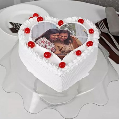 Pineapple Heart Shaped Photo Cake Delivery in Ghaziabad