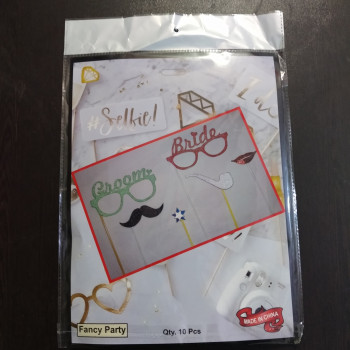 Groom and Bride Selfie Party Props