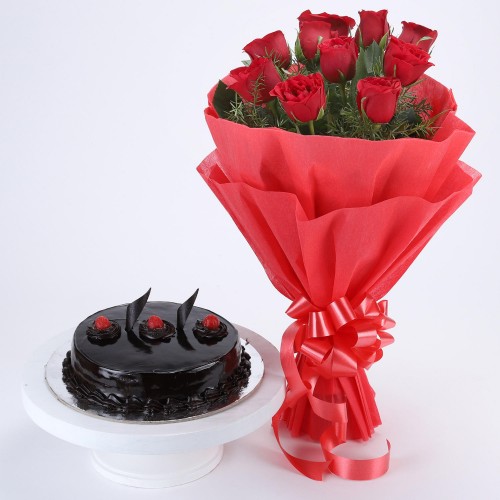 Red Roses with Cake Combo Delivery in Ghaziabad