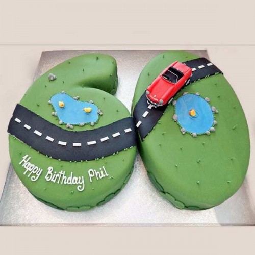 60th Birthday Driving Fondant Cake Delivery in Ghaziabad