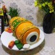 Orange Dhol Shape Fondant Cake Delivery in Ghaziabad