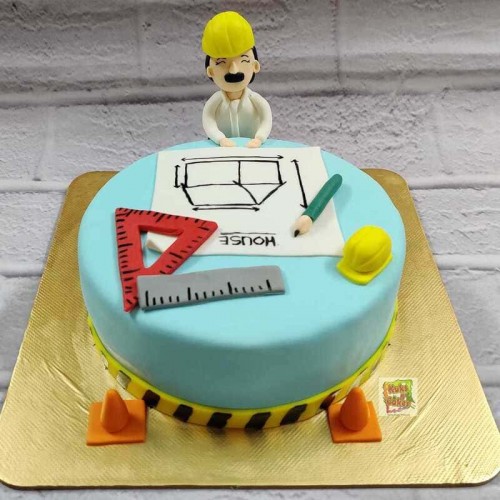 Civil Engineer Theme Fondant Cake Delivery in Ghaziabad