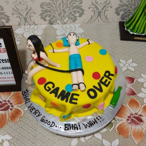 Game Over Theme Bachelor Party Cake Delivery in Ghaziabad