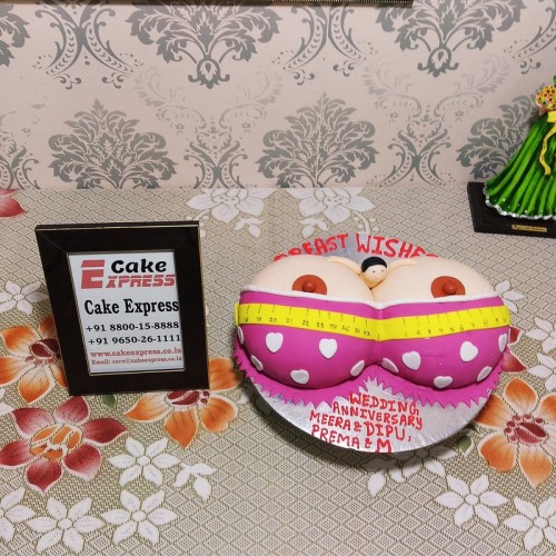 Guy in Boobs Fondant Cake Delivery in Ghaziabad
