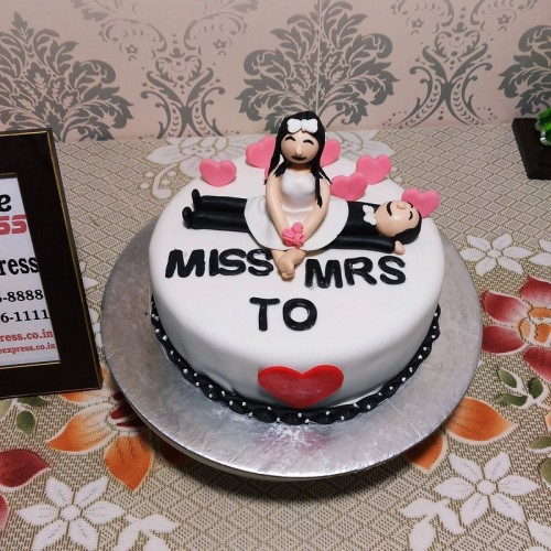 Miss to Mrs Theme Fondant Cake Delivery in Ghaziabad