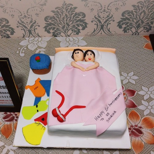 Couple in Bed Anniversary Cake Delivery in Ghaziabad