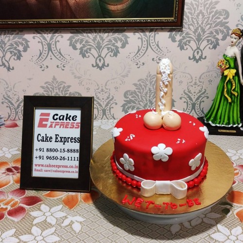 Red Fondant Penis Theme Cake Delivery in Ghaziabad