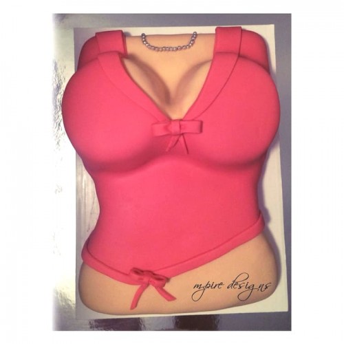 Woman Torso with Pink T-shirt Cake Delivery in Ghaziabad