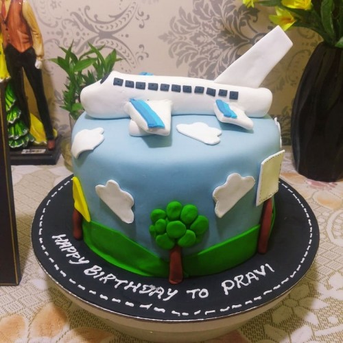 Airplane Theme Fondant Cake Delivery in Ghaziabad