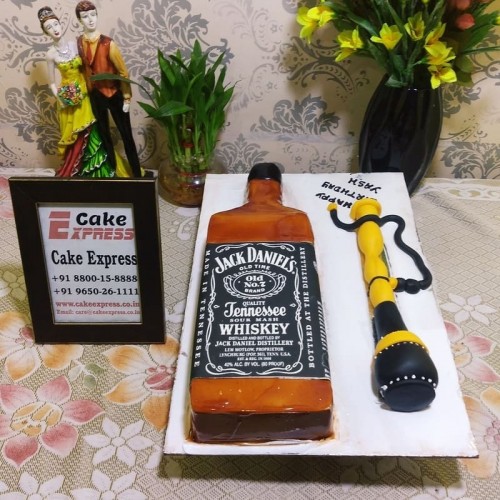 Jack Daniel Bottle & Hookah Cake Delivery in Ghaziabad