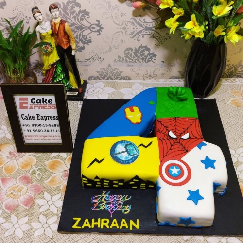 4 Number Avengers Theme Cake Delivery in Ghaziabad