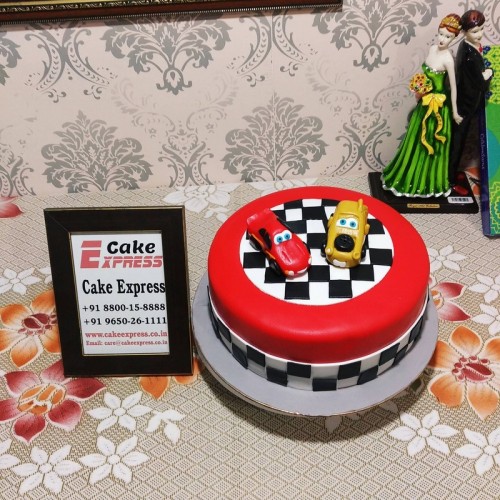 Car Race Designer Fondant Cake Delivery in Ghaziabad