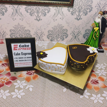 Double Heart Anniversary Fondant Cake Double Heart Anniversary Fondant Cake