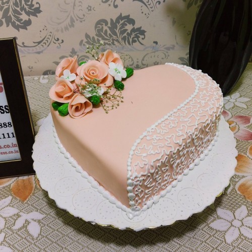 Heart Shaped Engagement Fondant Cake Delivery in Ghaziabad