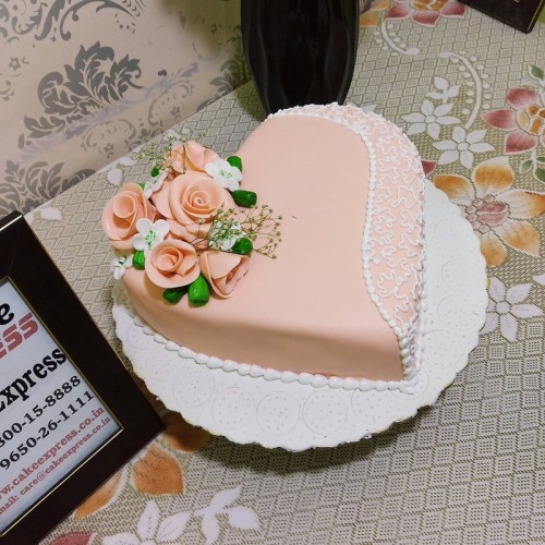Heart Shaped Engagement Fondant Cake Delivery in Ghaziabad