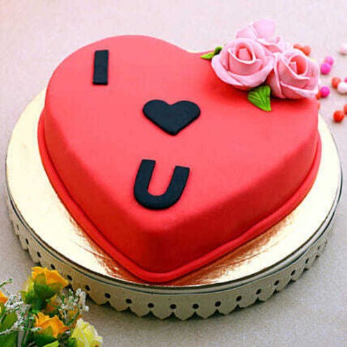 I Love U Heart Fondant Cake Delivery in Ghaziabad