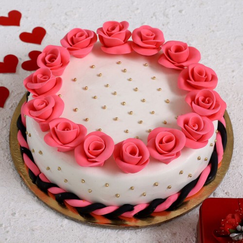 Roses Around Designer Truffle Fondant Cake Delivery in Ghaziabad