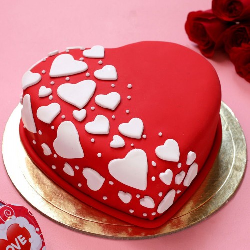 Special Hearts Truffle Fondant Cake Delivery in Ghaziabad