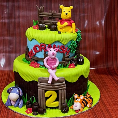 2 Tier Winnie The Pooh Fondant Cake Delivery in Ghaziabad