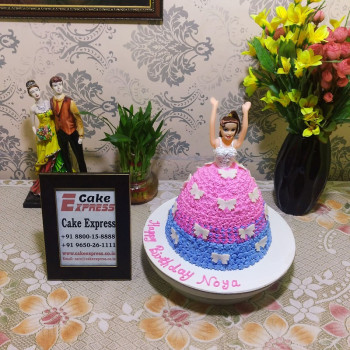 Barbie Doll Pink and Purple Cake