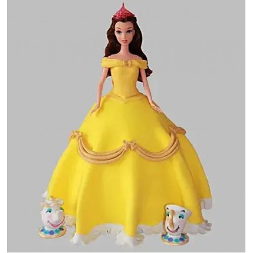 Yellow Barbie Fondant Cake Delivery in Ghaziabad