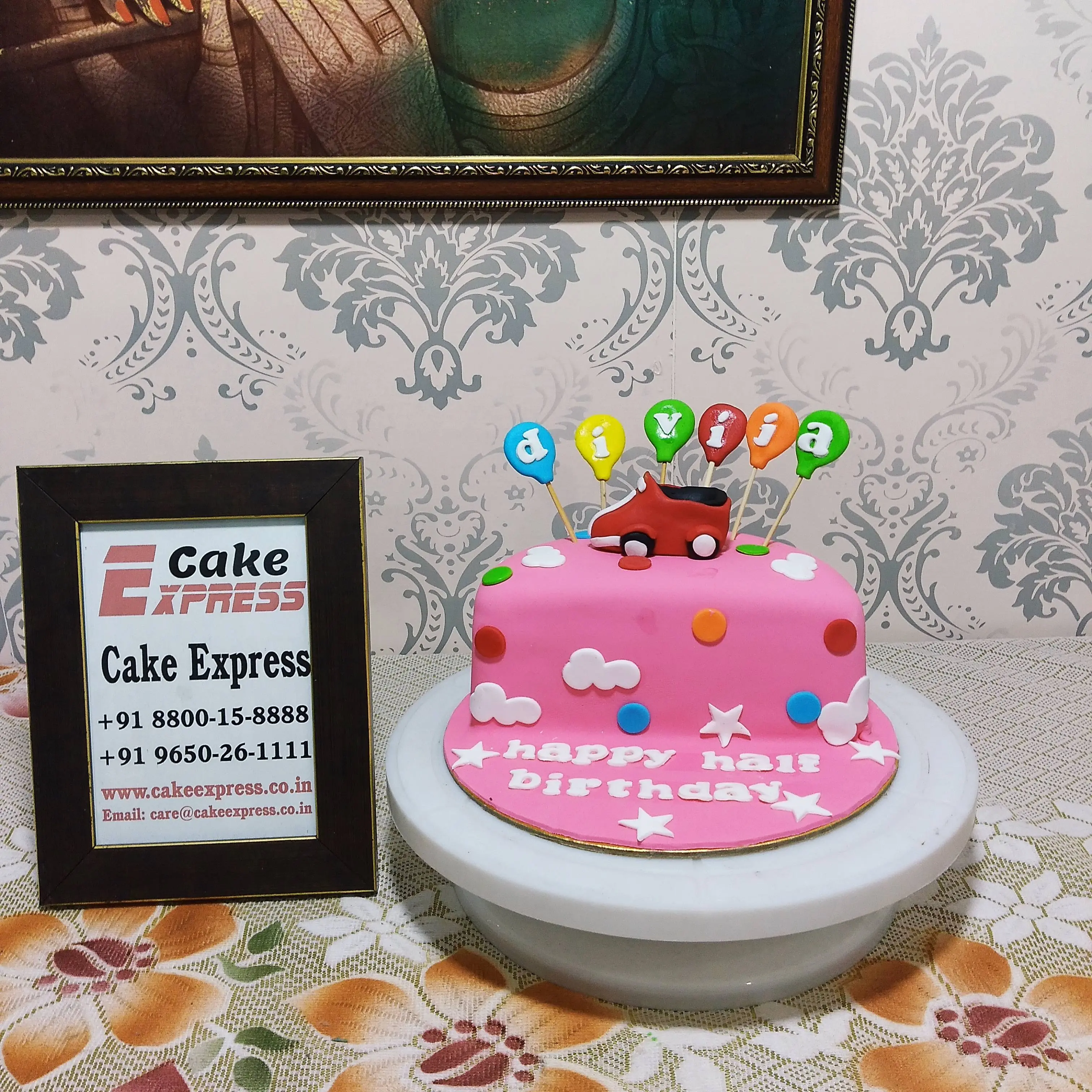 Online Half Birthday Fondant Cake Delivery In Ghaziabad