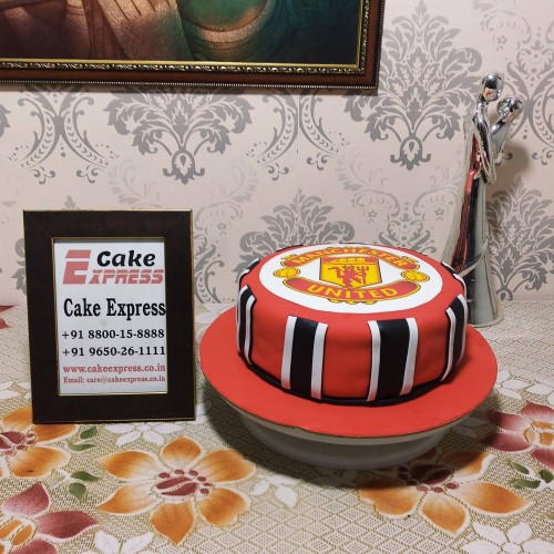 Red Fondant Manchester United Cake Delivery in Ghaziabad