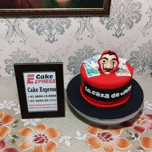 La Casa De Papel Theme Fondant Cake Delivery in Ghaziabad