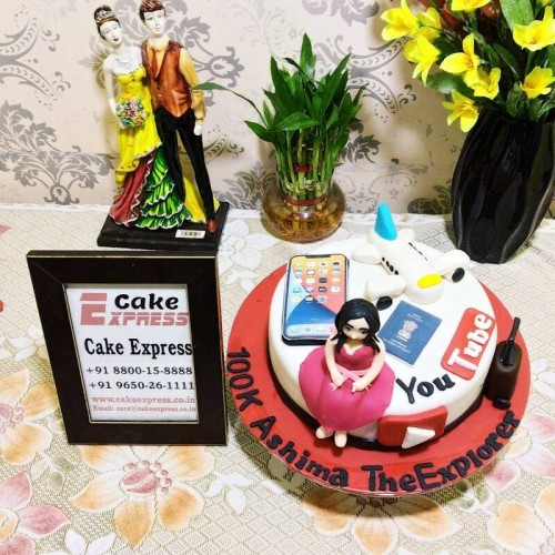 YouTuber Girl Theme Fondant Cake Delivery in Ghaziabad
