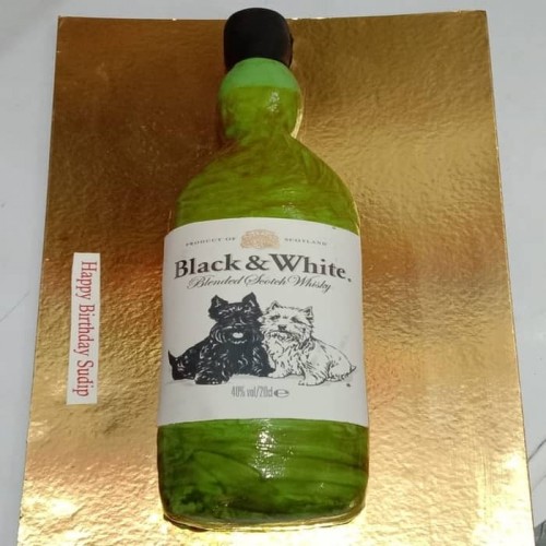 Black & White Whiskey Fondant Cake Delivery in Ghaziabad