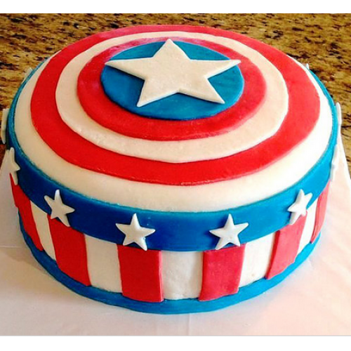 Captain America Theme Fondant Cake Delivery in Ghaziabad