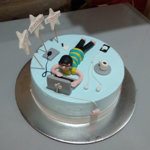 Geek Guy Theme Semi Fondant Cake Delivery in Ghaziabad